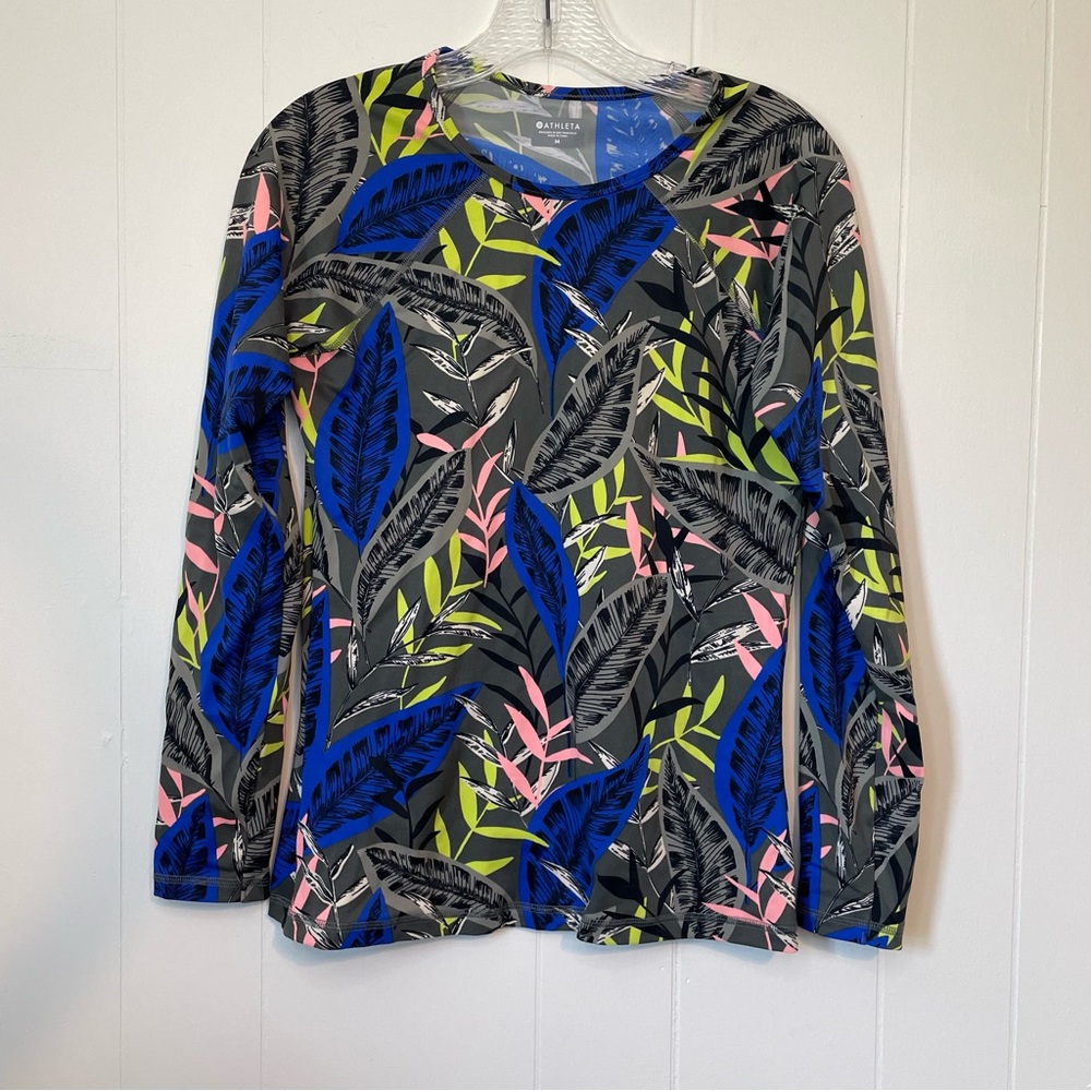 Athleta Foliage Long Sleeve Athletic Shirt size M
